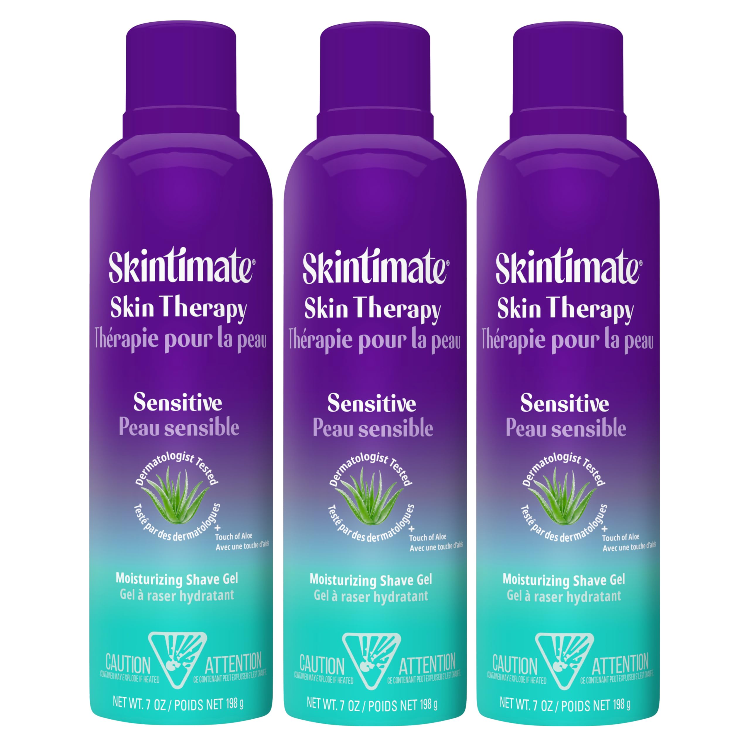 Skintimate Skin Therapy Sensitive Skin Moisturizing Shave Gel for Women with Vitamin E, Aloe and Olive Butter, 7 oz - 3 Pack