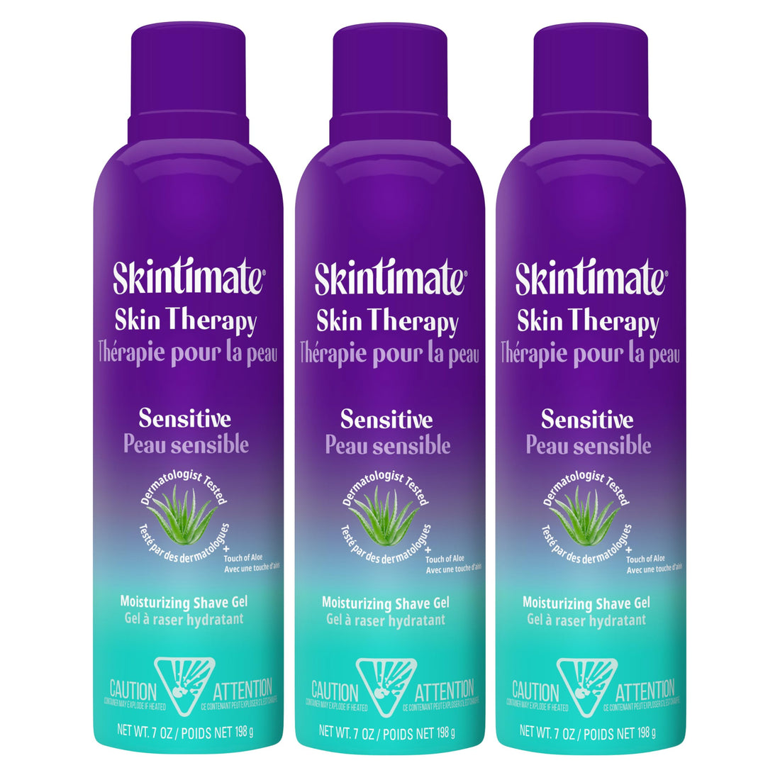 Skintimate Skin Therapy Sensitive Skin Moisturizing Shave Gel for Women with Vitamin E, Aloe and Olive Butter, 7 oz - 3 Pack