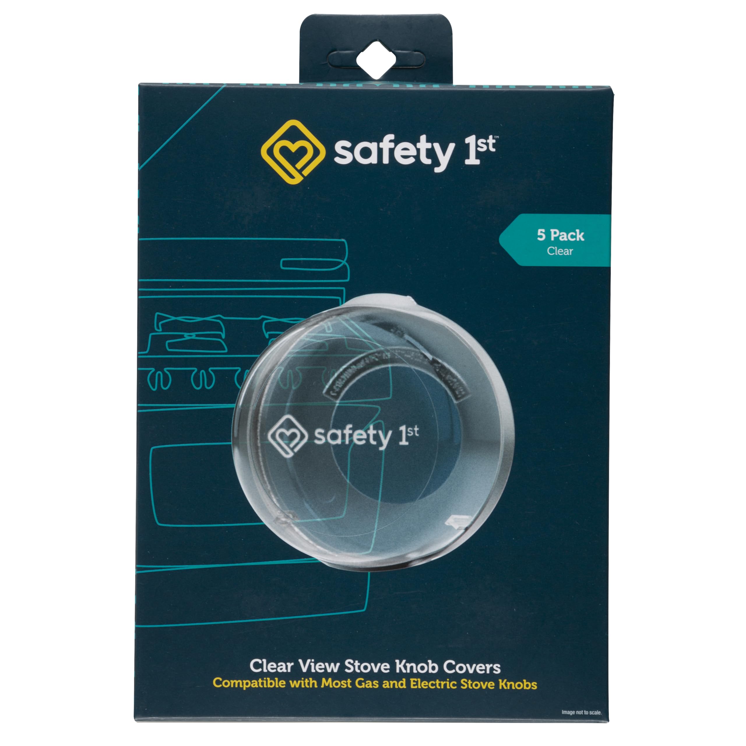 Safety 1st Child Proof Stove Knob Covers, Clear View Stove Knob Safety Covers (Set of 5)