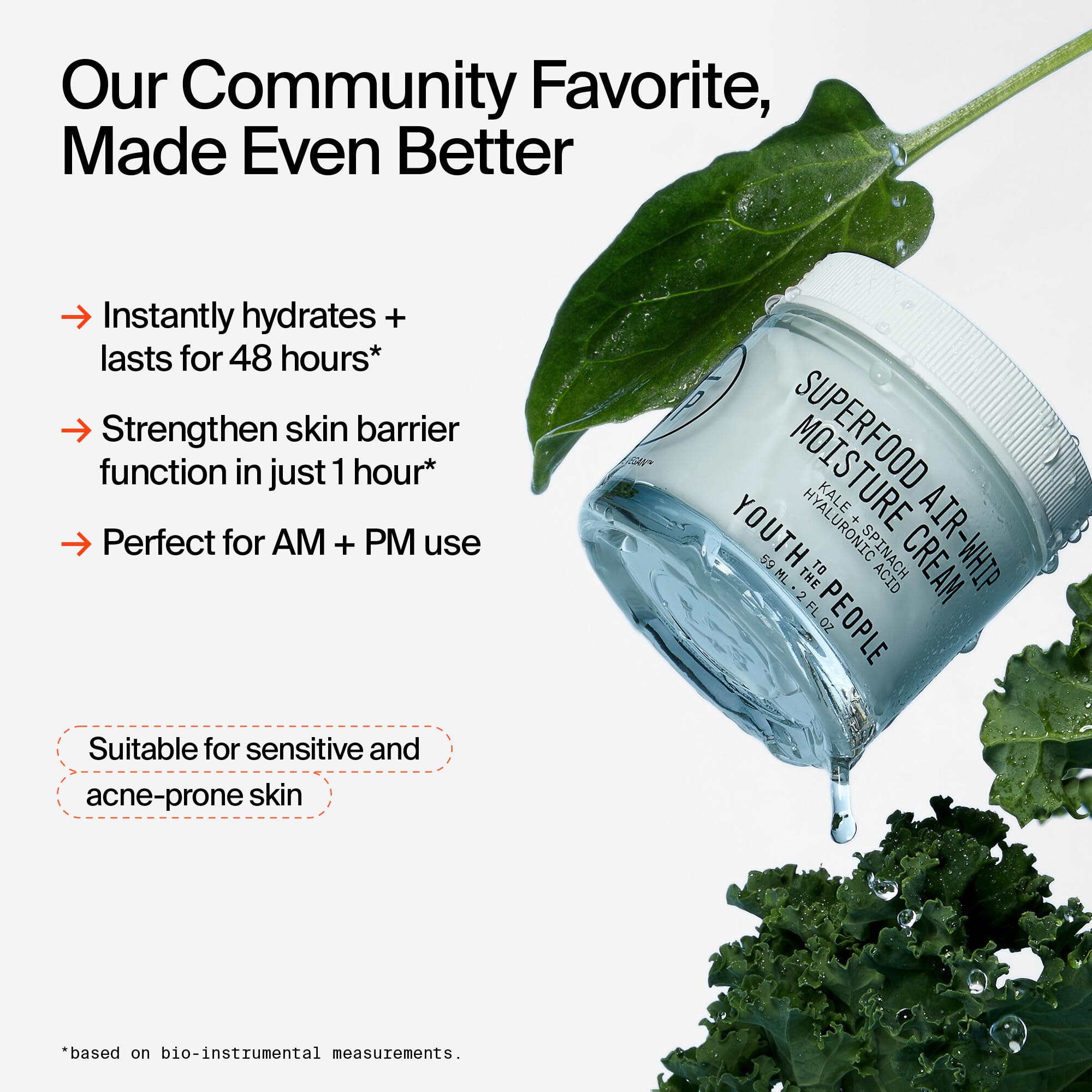 Youth To The People Superfood Air-Whip Moisture Cream, Travel Size (0.5 fl oz), 48-Hr Hydrating Face Moisturizer, Hyaluronic Acid, Kale and Green Tea for Glowing Skin, Non-Greasy, Vegan