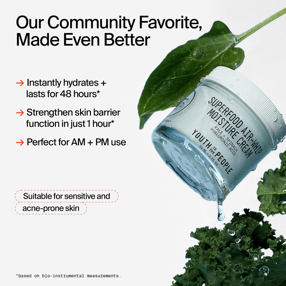 Youth To The People Superfood Air-Whip Moisture Cream, Travel Size (0.5 fl oz), 48-Hr Hydrating Face Moisturizer, Hyaluronic Acid, Kale and Green Tea for Glowing Skin, Non-Greasy, Vegan