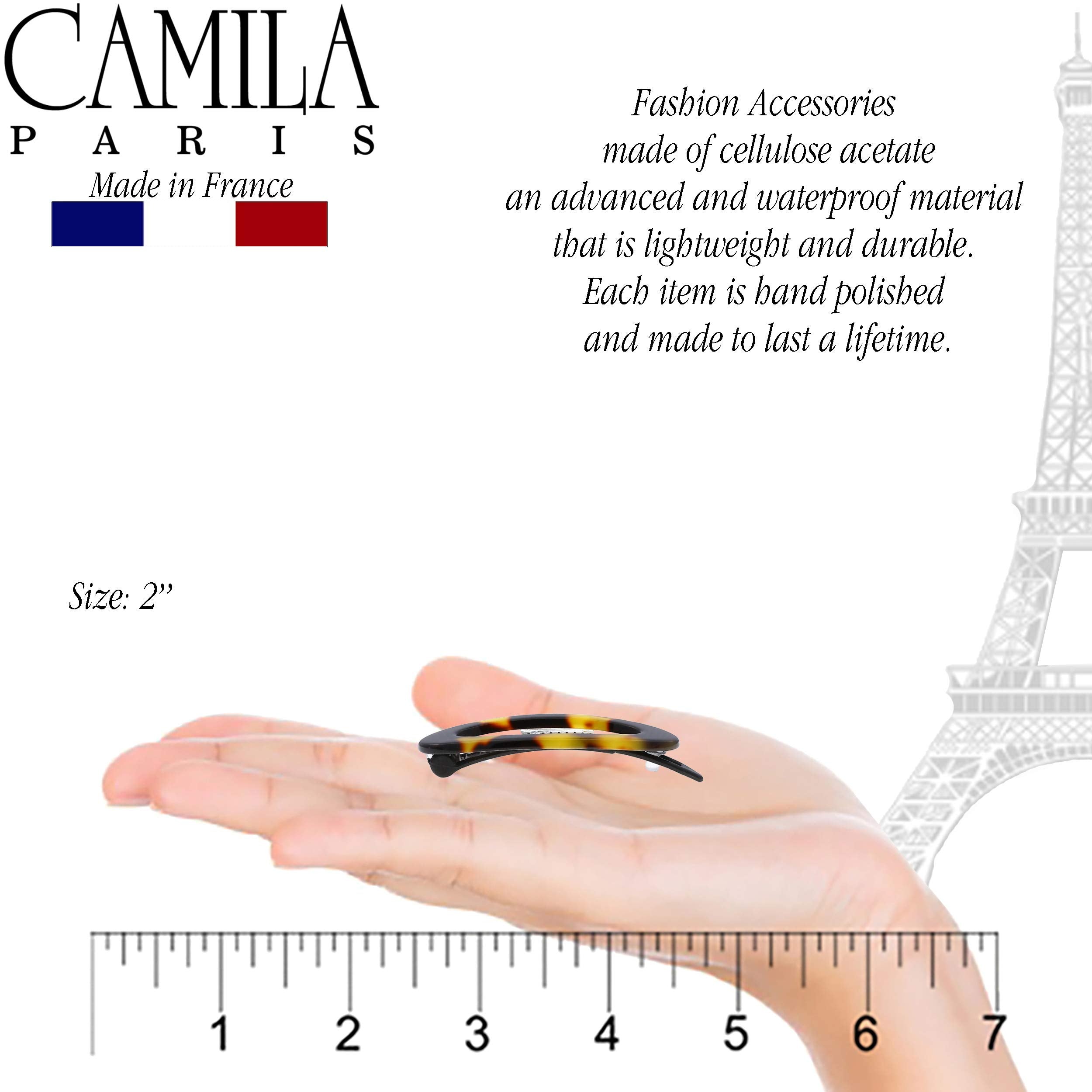 Camila Paris Cp1993/2 French Hair Accessories For Women (2) Hair Slides, Handmade. Strong Hold/No Slip Grip And Durable Styling Girls Hair Ornaments. Made In France