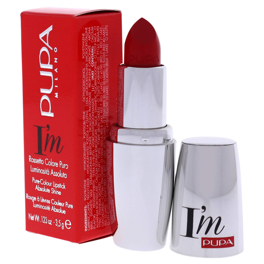 PUPA Milano I Am Pure-Colour Lipstick - Intense Color And Absolute Brightness - High Concentration Of Pigments - Lightweight And Flawless - Melts Perfectly On Lips - 303 Flamboyant Orange - 0.123 OZ