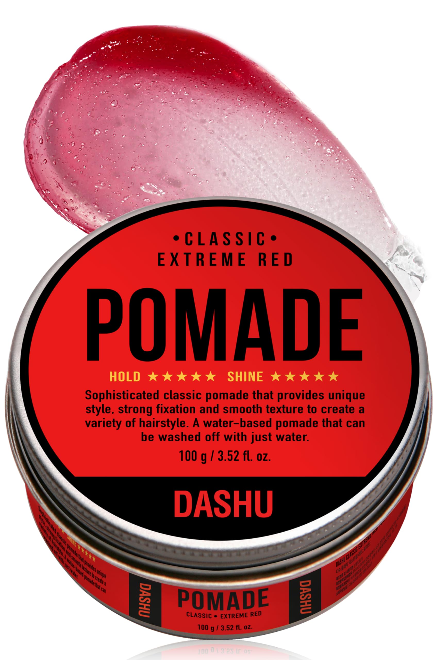 DASHU Classic Extreme Red Pomade for Men 3.5oz - Strong Hold & High Shine for Hairstyling