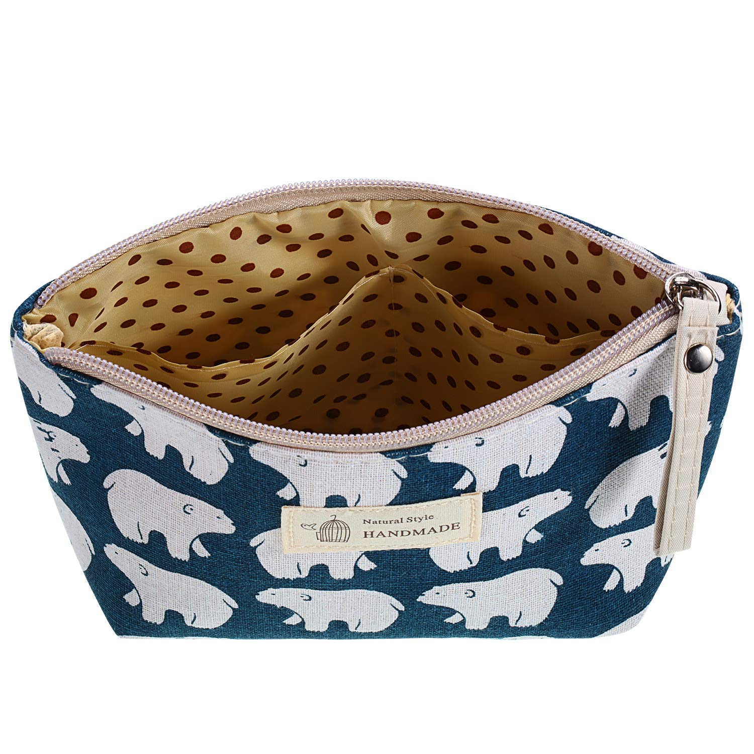 Boao 6 Pieces Canvas Cosmetic Bags Pouches for Purse with Zipper Printed Makeup Bag Multi Function Canvas Travel Pouch Organizer Pouch for Women Vacation Travel, 6 Styles(Tree Style)