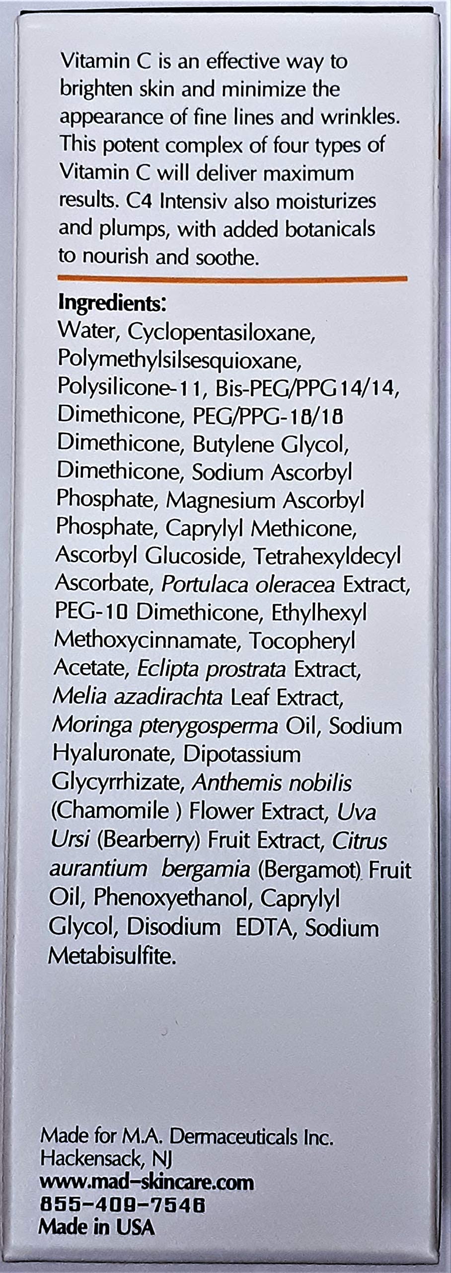 M.A.D Skincare C4 Intensiv Brightening Serum W/ Pro Strength Vitamin C 1 oz.