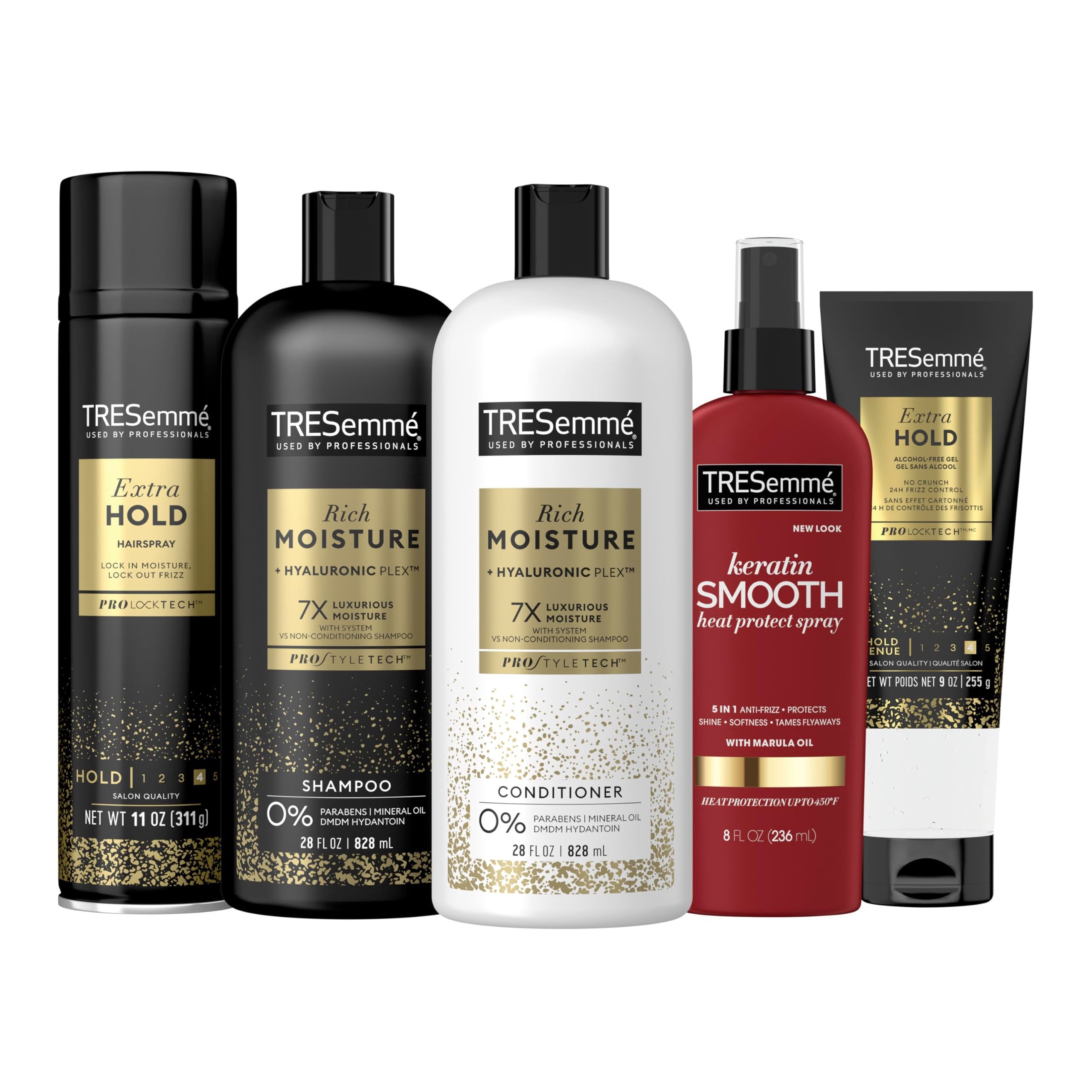 TRESemmé Shampoo, Conditioner, Hairspray, Styler, & Gel Start to Finish Hair Kit our Full Hair Regimen 5 Pack