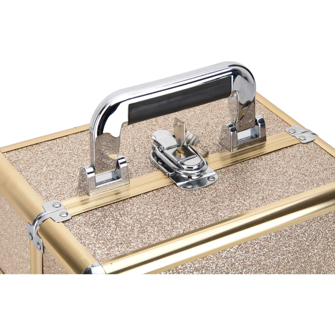 Ver Beauty Ver Beauty 2-tiers Extendable Trays Cosmetic Makeup Train Case Organizer Travel - Vk0112, Champagne Gold Glitter