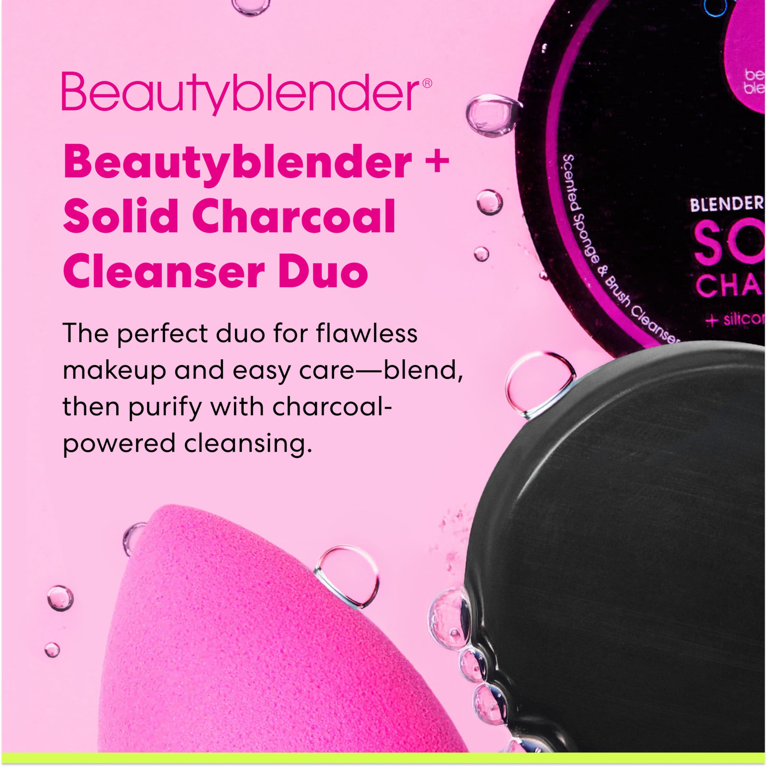 Original Pink Beauty Blender Makeup Sponge & Blendercleanser Solid Charcoal Sponge & Brush Cleanser + Silicone Scrub Mat Charcoal