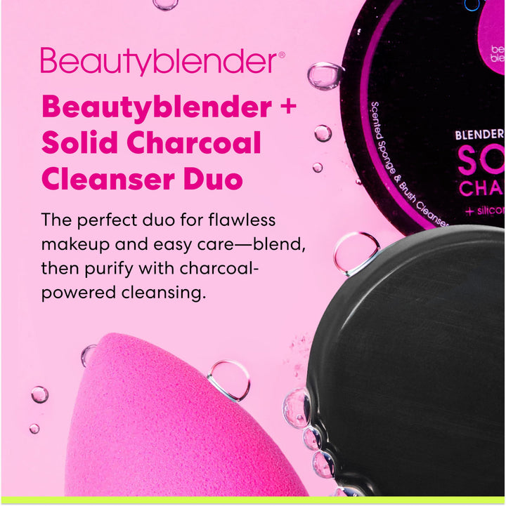Original Pink Beauty Blender Makeup Sponge & Blendercleanser Solid Charcoal Sponge & Brush Cleanser + Silicone Scrub Mat Charcoal