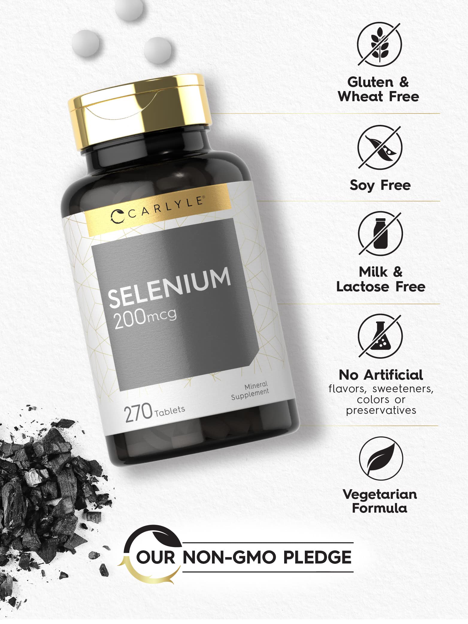 Carlyle Selenium Supplement 200mcg | 270 Tablet Capsules | Essential Trace Mineral | Vegetarian, Non-GMO, Gluten Free
