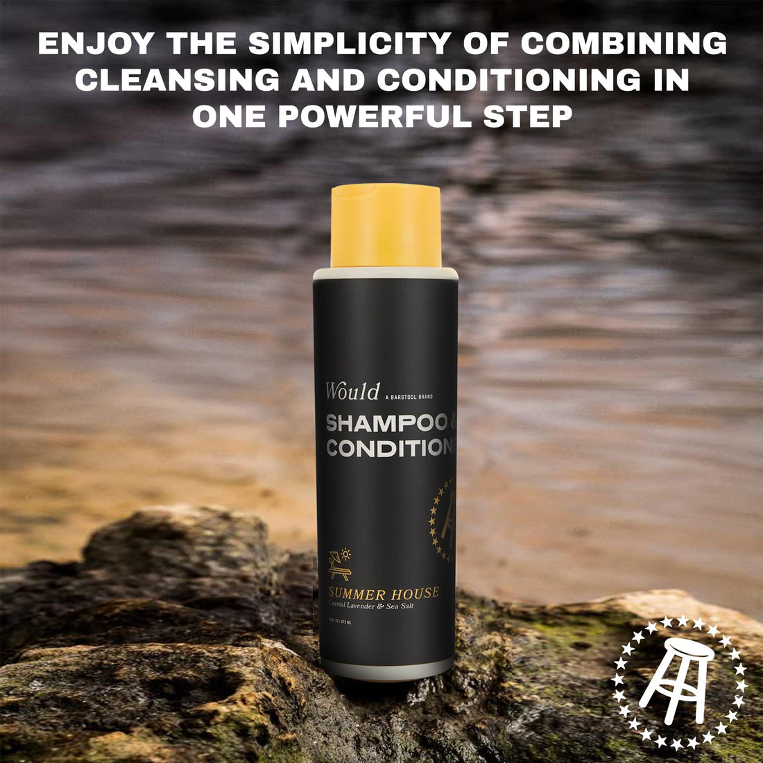 WOULD Men's Dual Action 2 in 1 Shampoo and Conditioner - 16 Oz Coastal Lavender and Sea Salt Scent - 1 Pack