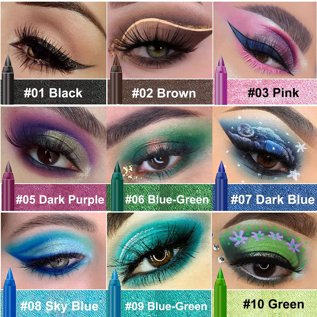15 Colorful Eyeliner Pen Set, Shadow Pencil, Pearl Eyeliner Kit Metallic Glitter Eyeliner for Women Eye&Lip Liner Professional Colorful Eyeliner Eye Color Eye Makeup Set(15PCS)