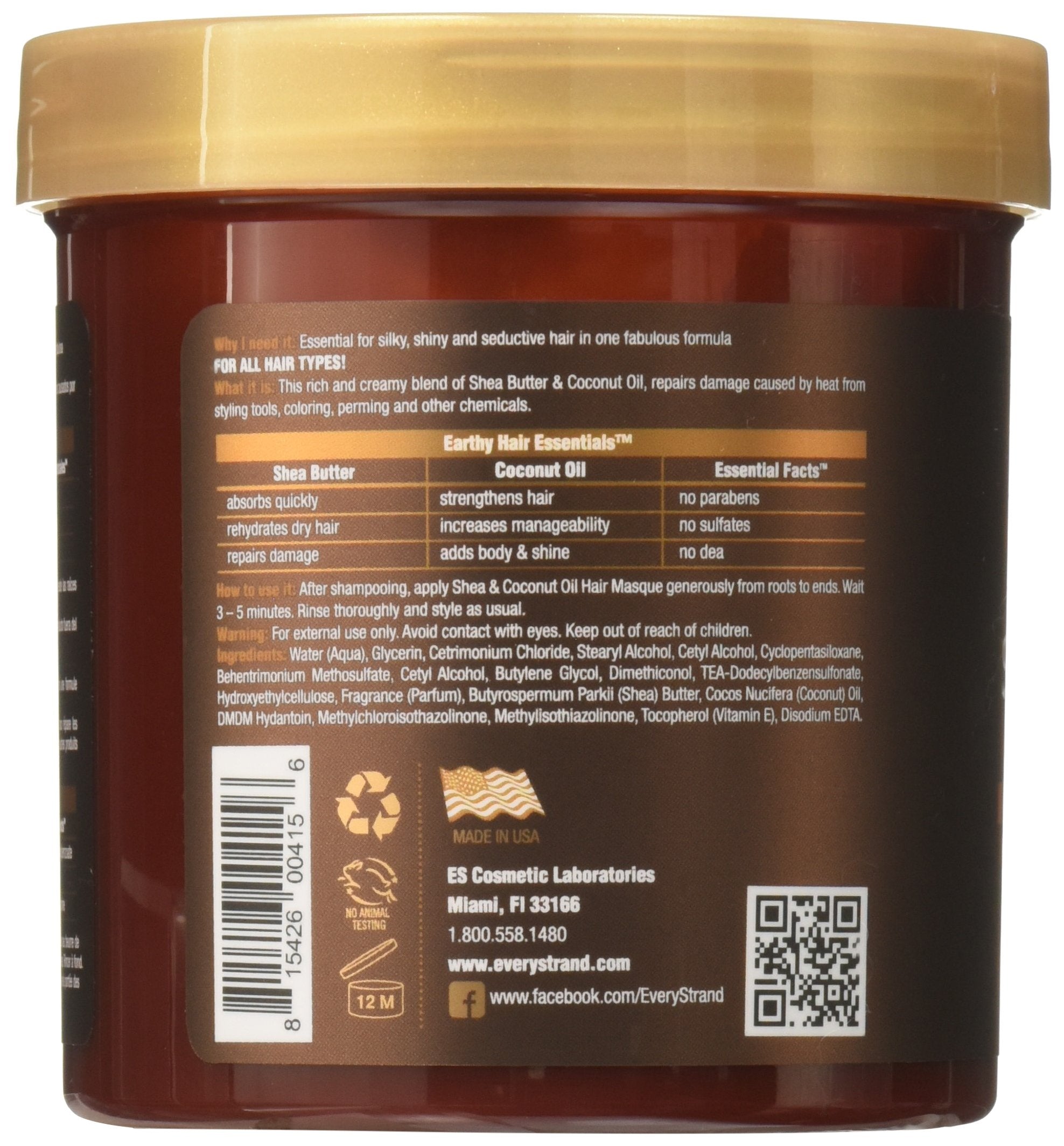 Every Strand Shea and Coconut Oil Deep Hair Masque, 15 Ounce