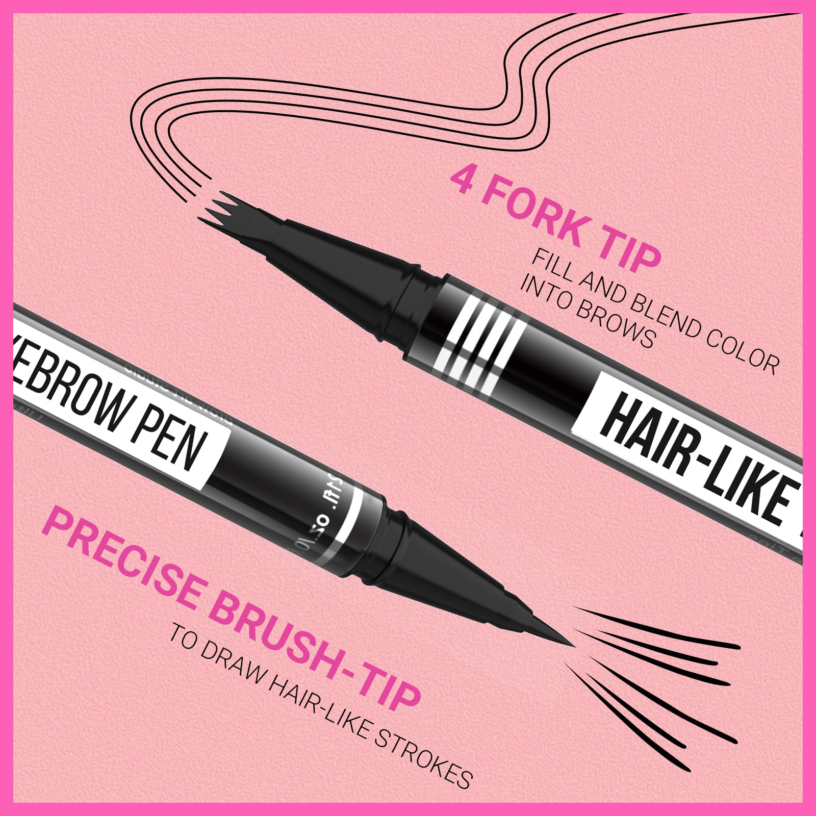 iMethod Eyebrow Pen - Eyebrow Pencil Magical 2-in-1 Eye Brow Pencils for Women with 4-Fork-Tip & Precise Brush-Tip for Natural Hair-Like Brows, Last All-Day, with Eyebrow Spoolie Brush, Grey