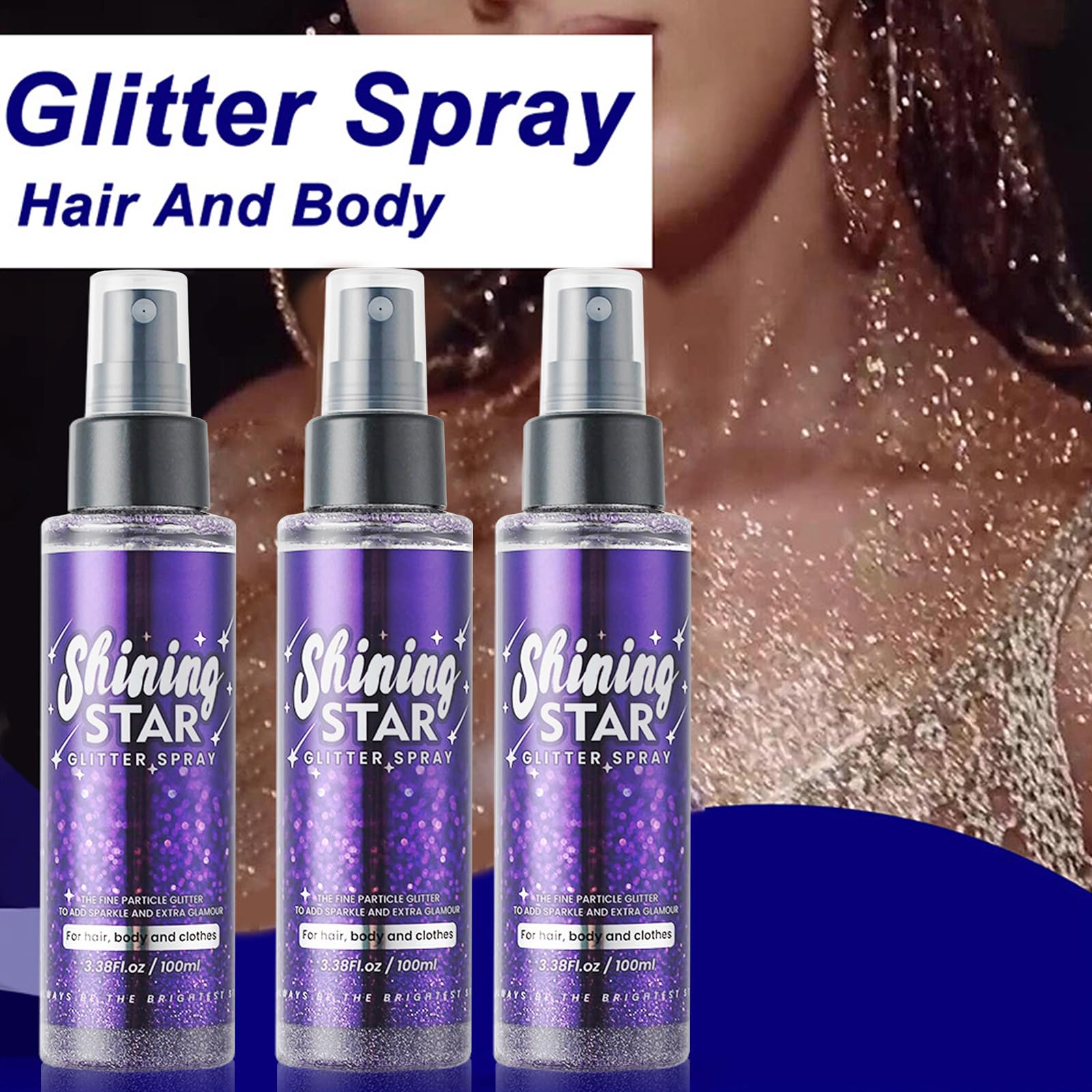 MEICOLY Liquid Body Glitter Spray,100ML(3.53OZ),Mardi Gras Outfit for Women,Mardi Gras Accessories,Glitter Hairspray,Sparkle Hair Spray,Glitter for Hair/Body/Face/Clothes,Body Shimmer for Skin