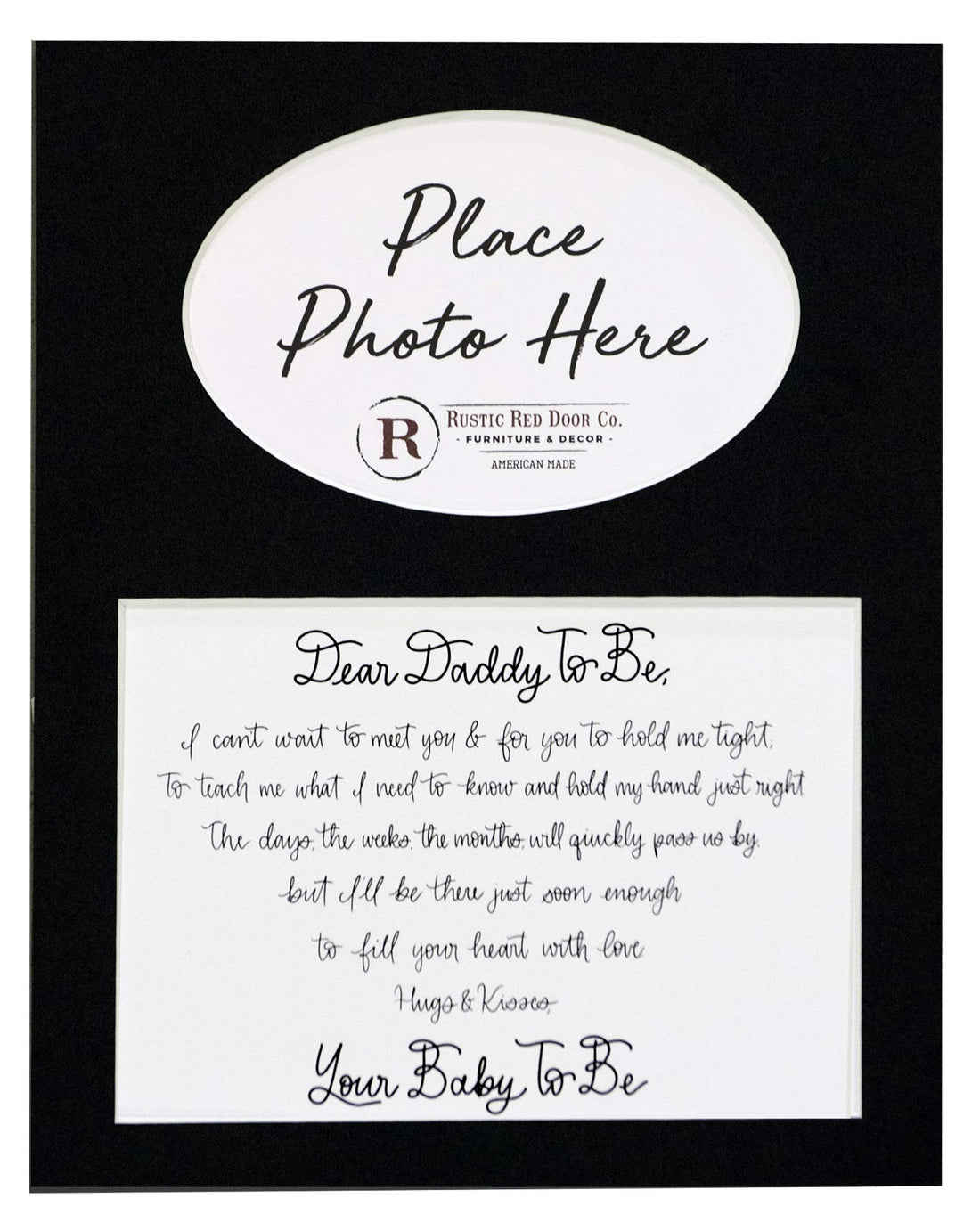 Rustic Red Door Co. Daddy To Be Sonogram Picture - 8x10 Baby Ultrasound Photo - Dear Daddy To Be New Parent Mat - No Frame - Newborn Baby (Black Mat)