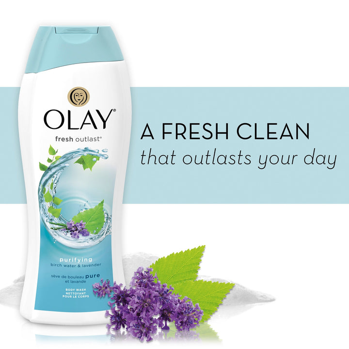 Olay Fresh Outlast Purifying Birch Water & Lavender Body Wash 13.5 Oz, 0.89 Pound