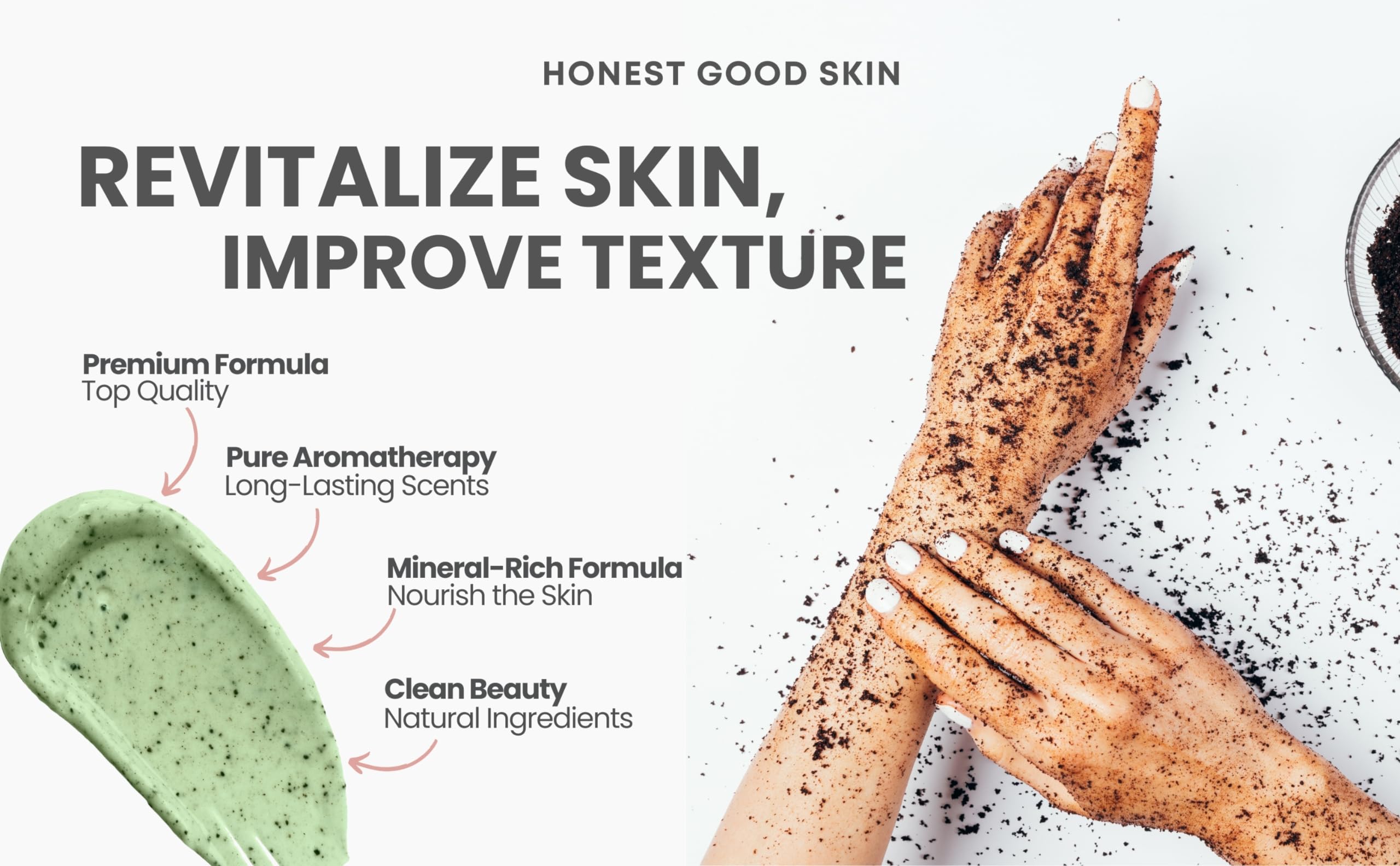 Honest Good Skin Sea Salt Scrub, 10oz Shea Butter Body Scrub, Exfoliating, Dead Skin Removal (Tea Tree)