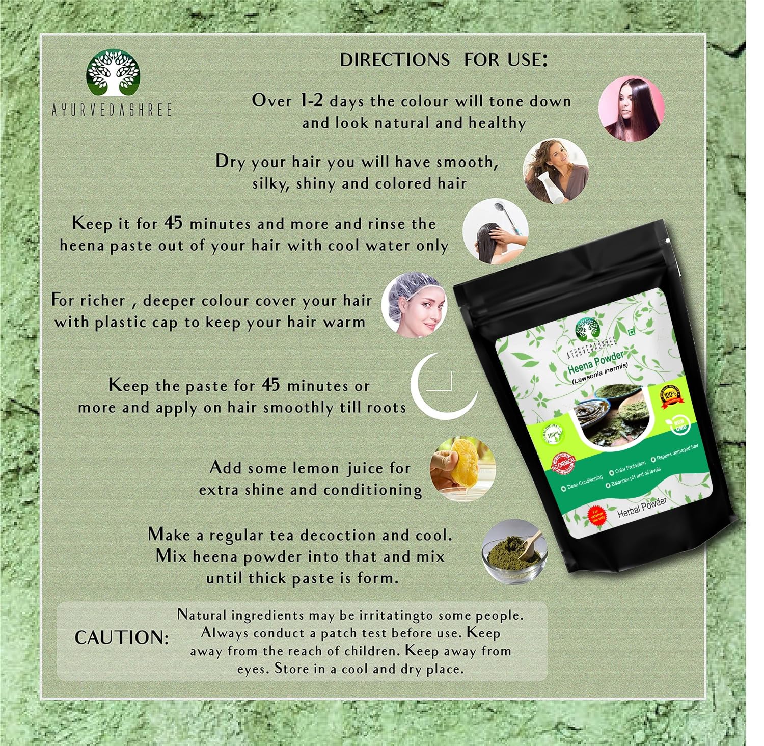 AYURVEDASHREE Natural & Pure Henna (Lawsonia Inermis) 50 Gm | Triple Sifted Red Hair Color | No Chemicals or Additives