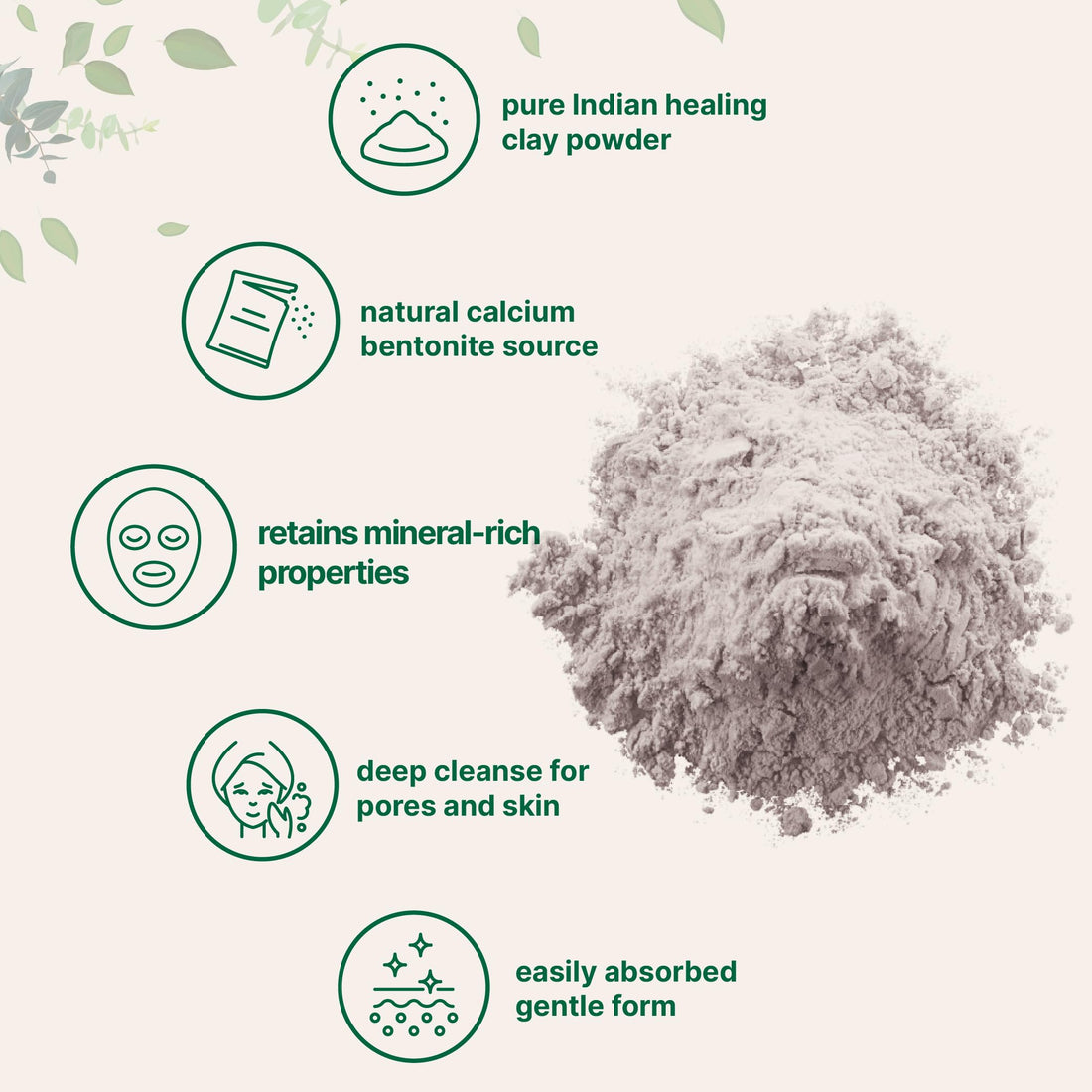 Micro Ingredients Natural Calcium Bentonite Clay Powder, 2lbs | Pure Indian Healing Clay for Body Detox & Deep Pore Cleanser | Great for Skin Care + Body & Face Mask | Gentle Absorption