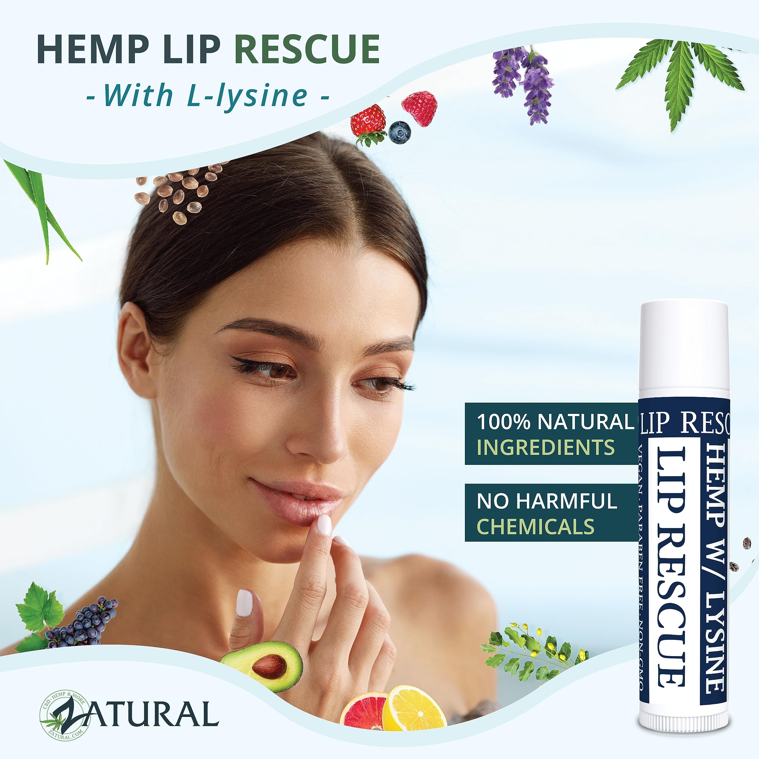 Hemp Lip Balm with L-Lysine-Heal, Moisturize, Protect (3)