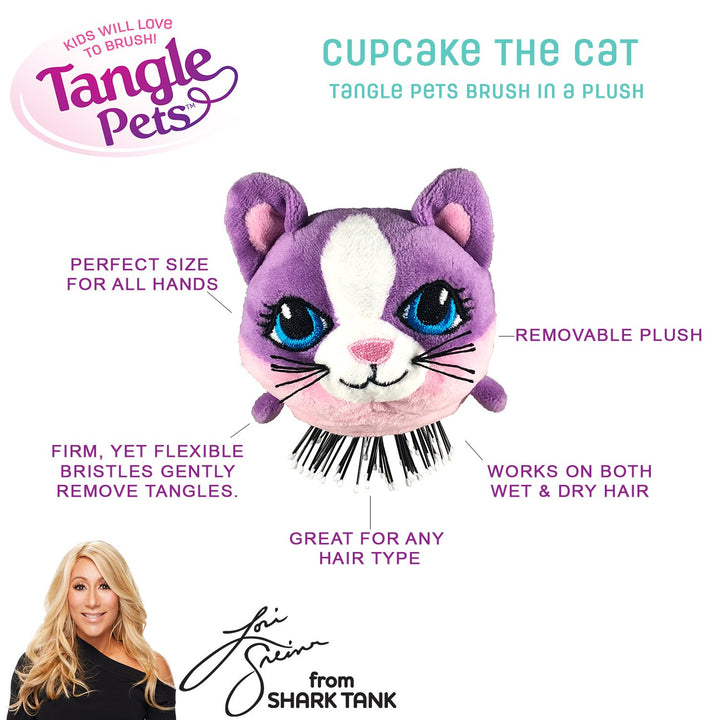 Tangle Pets CUPCAKE THE CAT- The Detangling Brush in a Plush, Great for Any Hair Type.