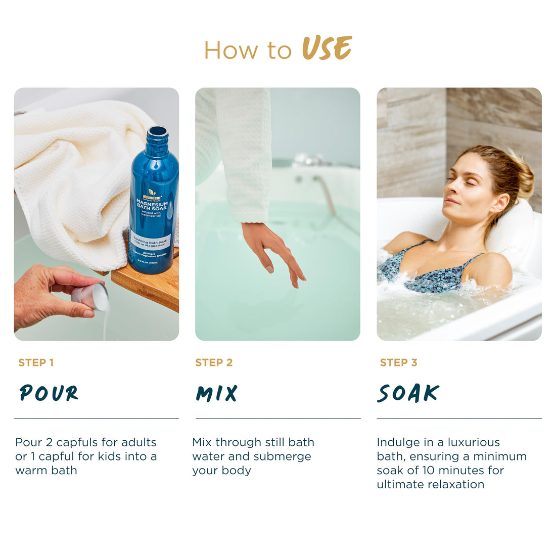 Abundant Natural Health MAG I.C. Magnesium Bath Soak Infused with Lavender Oil to Hydrate, Soothe and Moisturize Skin, Relax and Replenish Muscles, Highly Concentrated Pure Magnesium Salts, 500mL