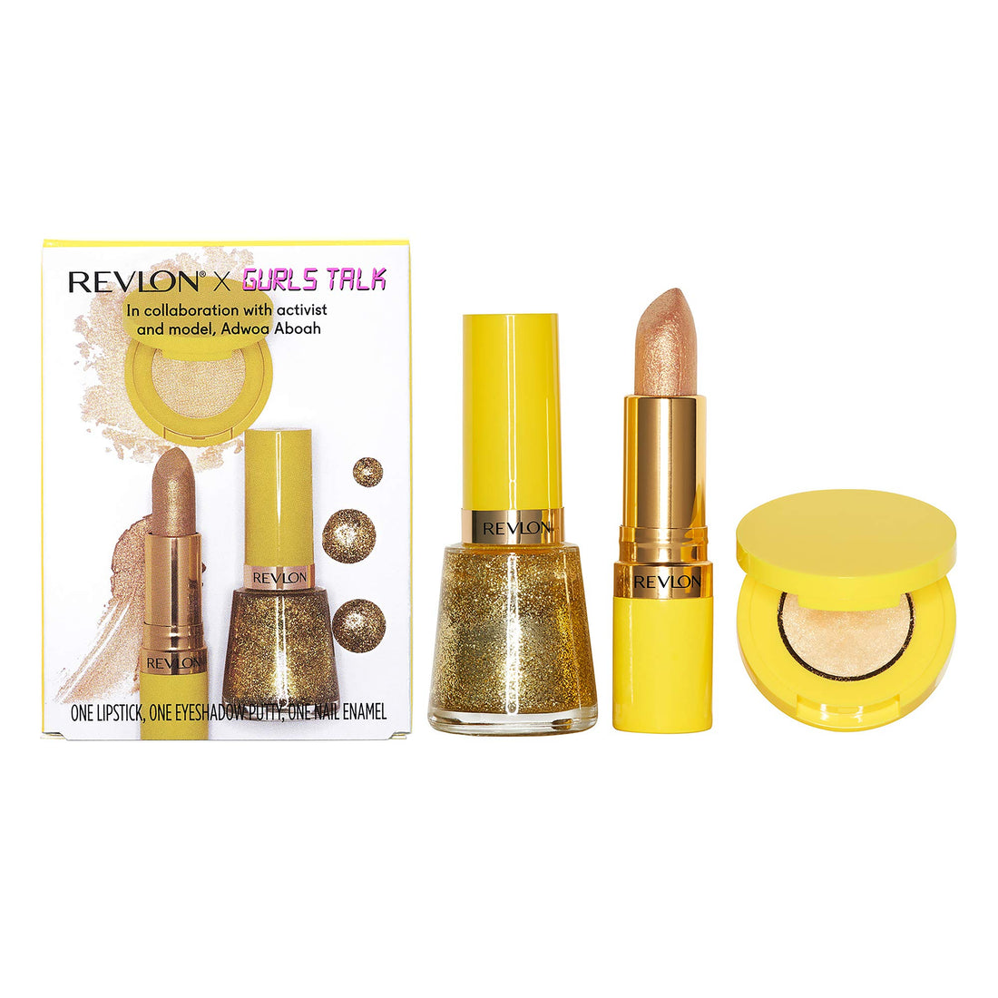 Revlon X Gurls Talk Celebrate Every Piece Of Yourself Makeup Kit, Yellow Collection, Includes Super Lustrous Lipstick, Nail Polish & Eye Shadow