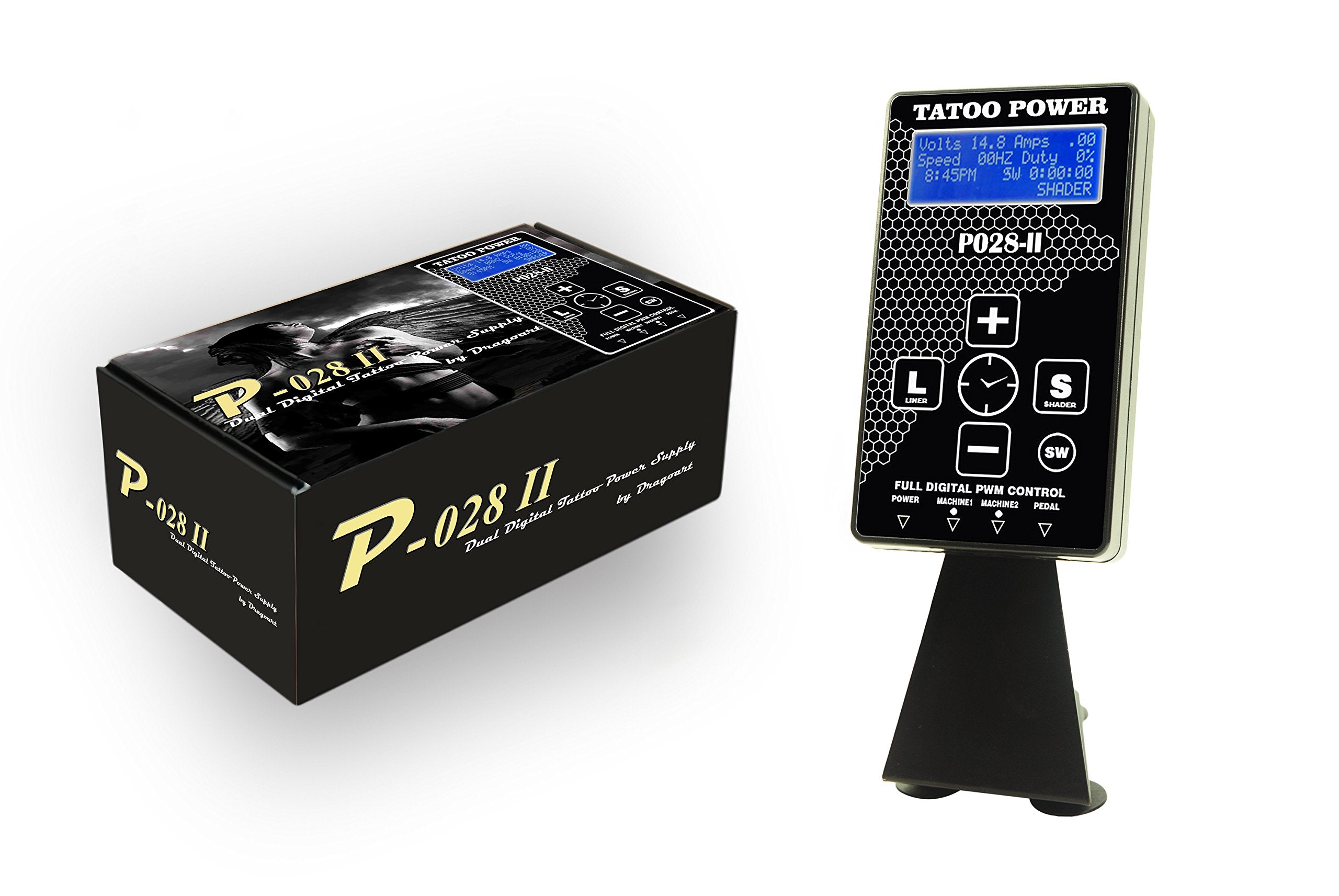 New 4nd Generation P028-II Dual Tattoo Power Supply 1 Foot Pedal 2 Clip cords