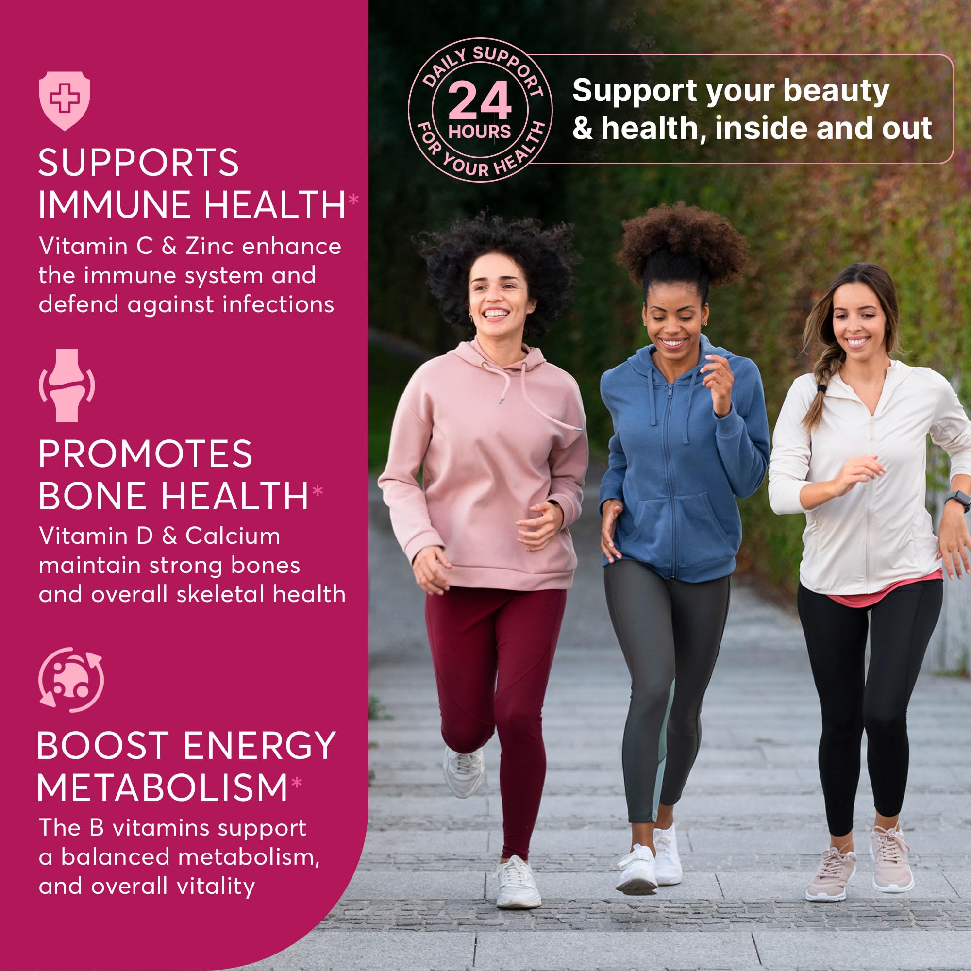 Multivitamin Supplement for Women | Complete Complex with Vitamin A, C, D, E, B12, Zinc & More | Hair, Skin & Nail Beauty Vitamins | Reproductive, Activity & Immune Support Supplement | 60 Capsules