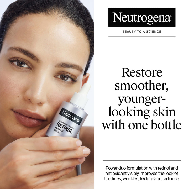 Neutrogena Rapid Wrinkle Repair Retinol Renewal Serum, Lightweight Anti-Aging Facial Serum with Pure Retinol & Antioxidants to Improve Wrinkles, Dullness & Dark Spots, 1 fl oz