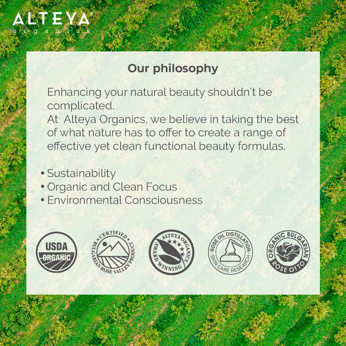 Alteya USDA Organic Rose Water Toner Mist 200milliliter/6.8fl.oz Violet Glass Spray