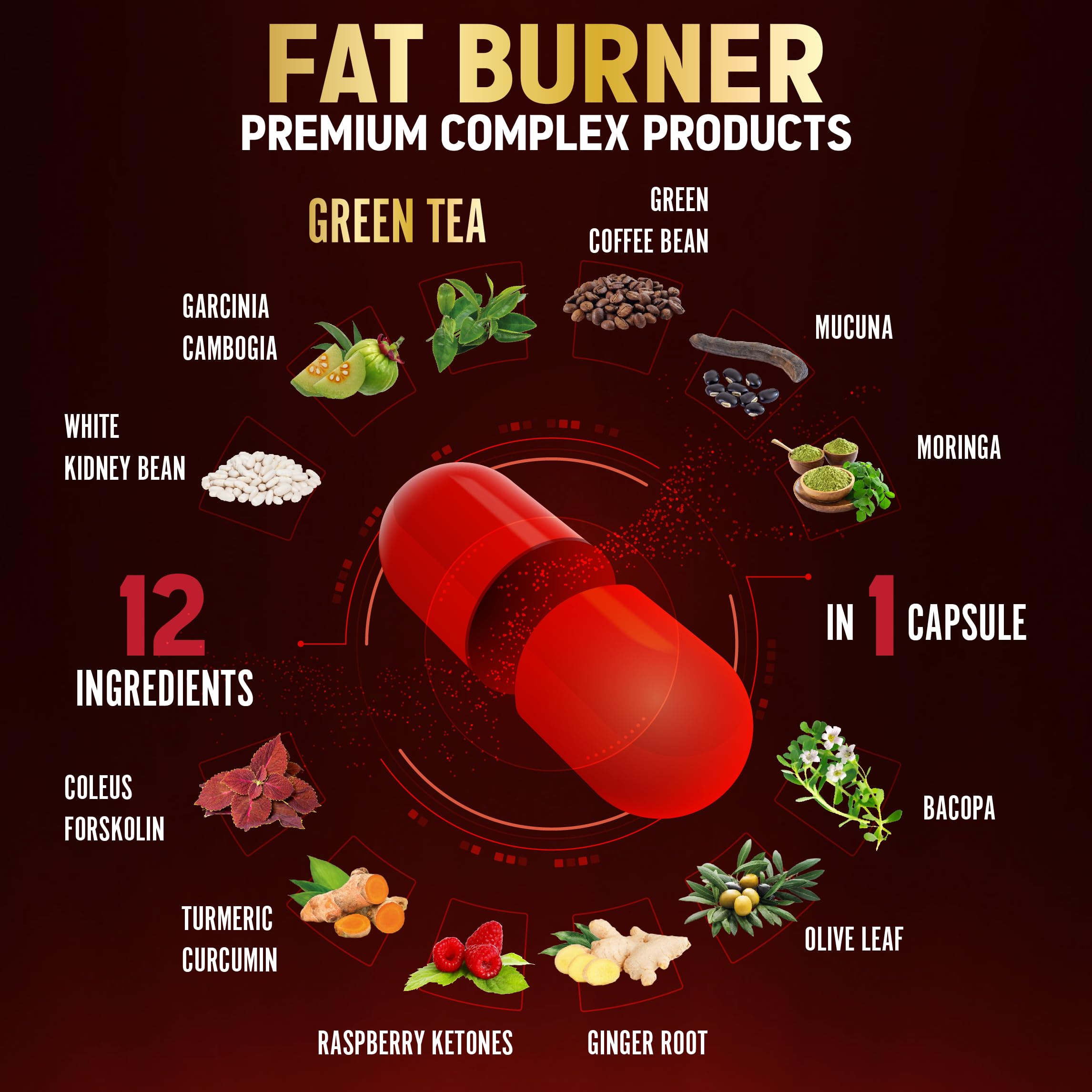 Premium Weight Loss Pills for Women, The Best Fat Burners for Women and Men, Energy Pills, High Potency with Green Tea Extract 98%, 2 Months Supply