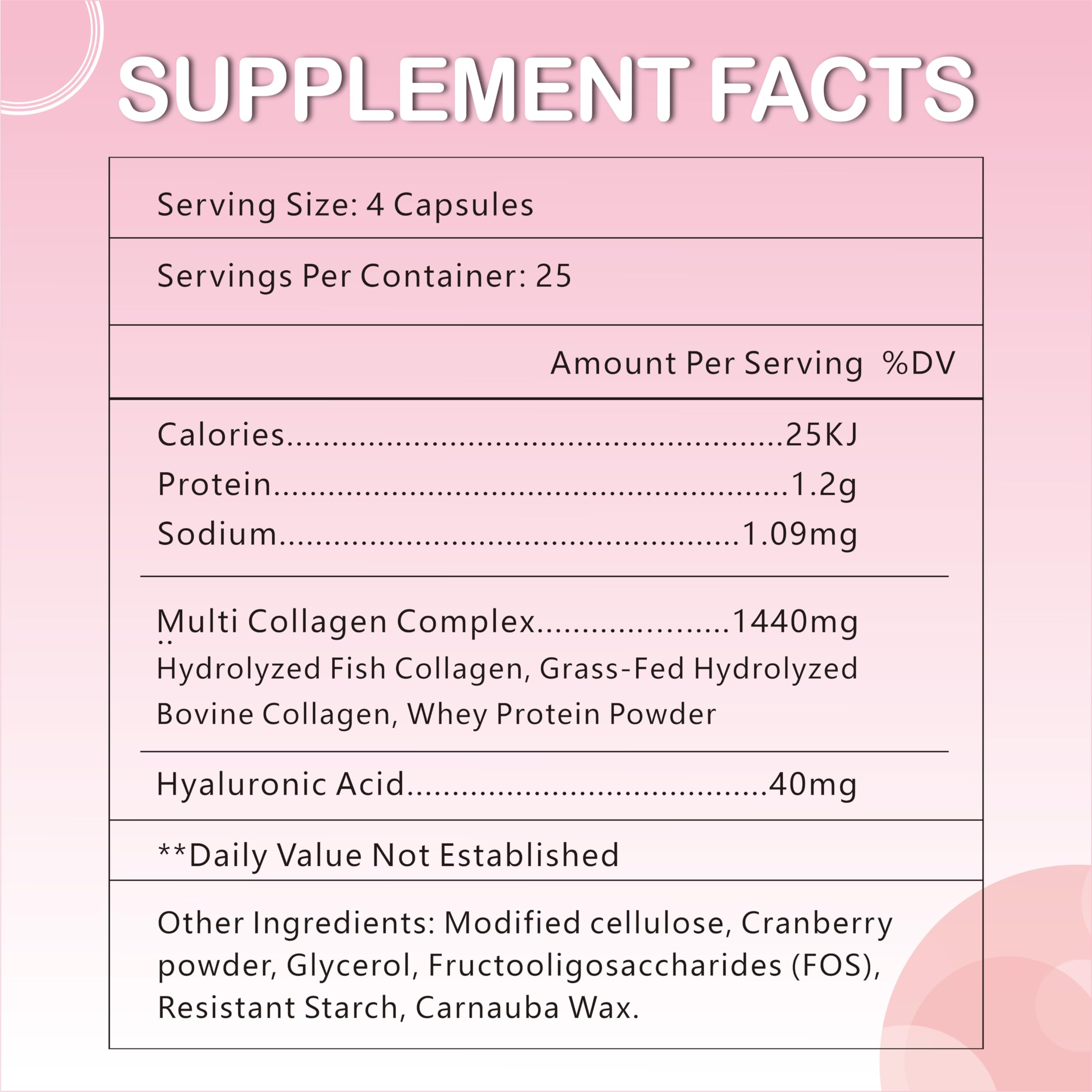 OMOGS Collagen Peptides Capsule,Naturally Sourced Hydrolyzed Collagen with prebiotic & Cranberry Extract - Hair, Skin, Nail, Joint, Digestive Health & Immune Support, Non-GMO, 100 Capsule.