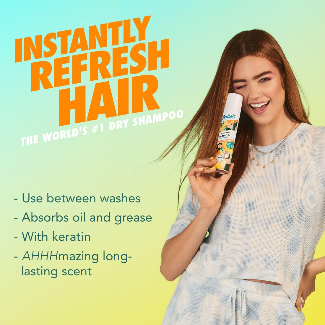 Batiste Tropical Dry Shampoo, Waterless Shampoo, 3.81oz 3 pack