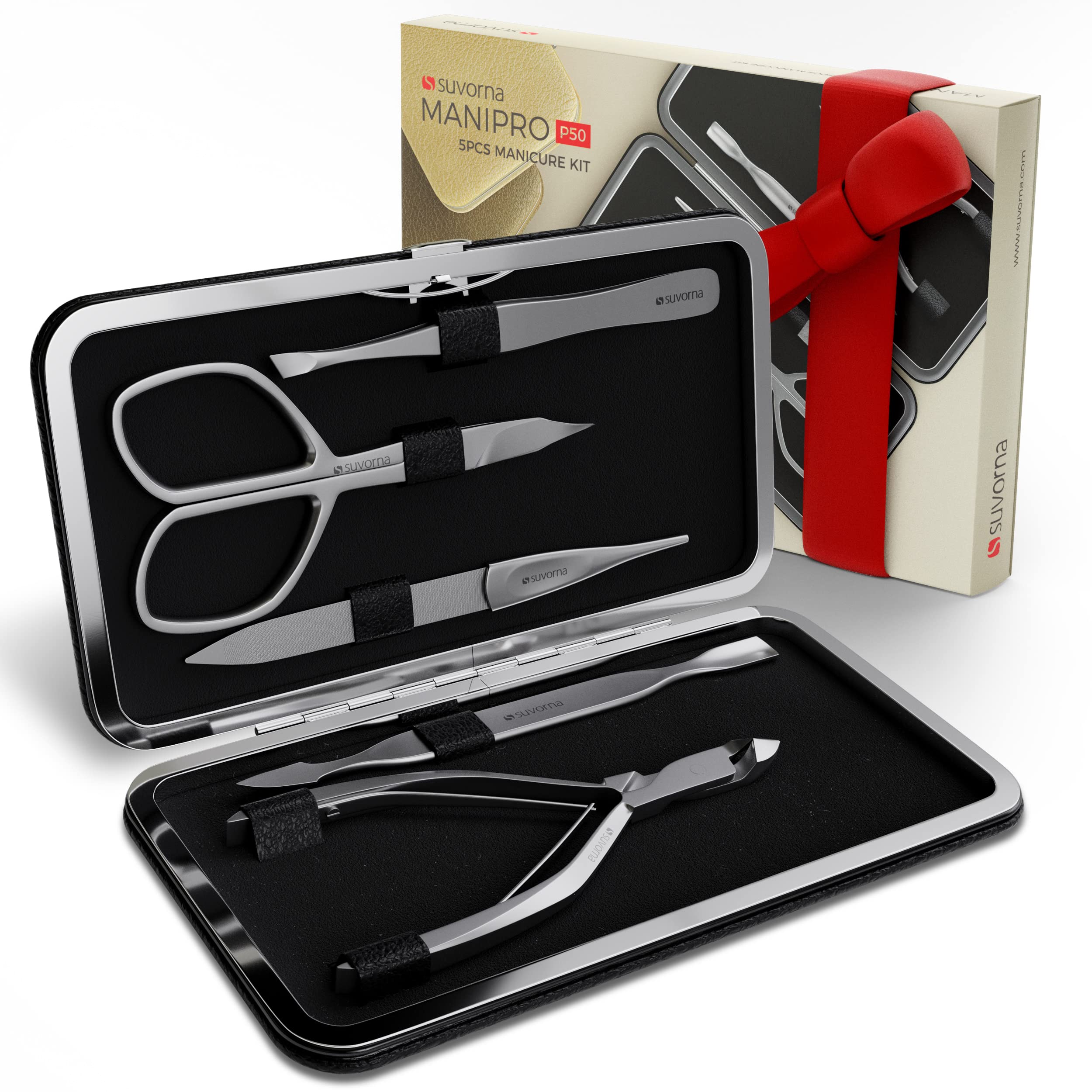 Black : Suvorna Manipro p50 Premium Manicure Kit 5 Pieces (Black)