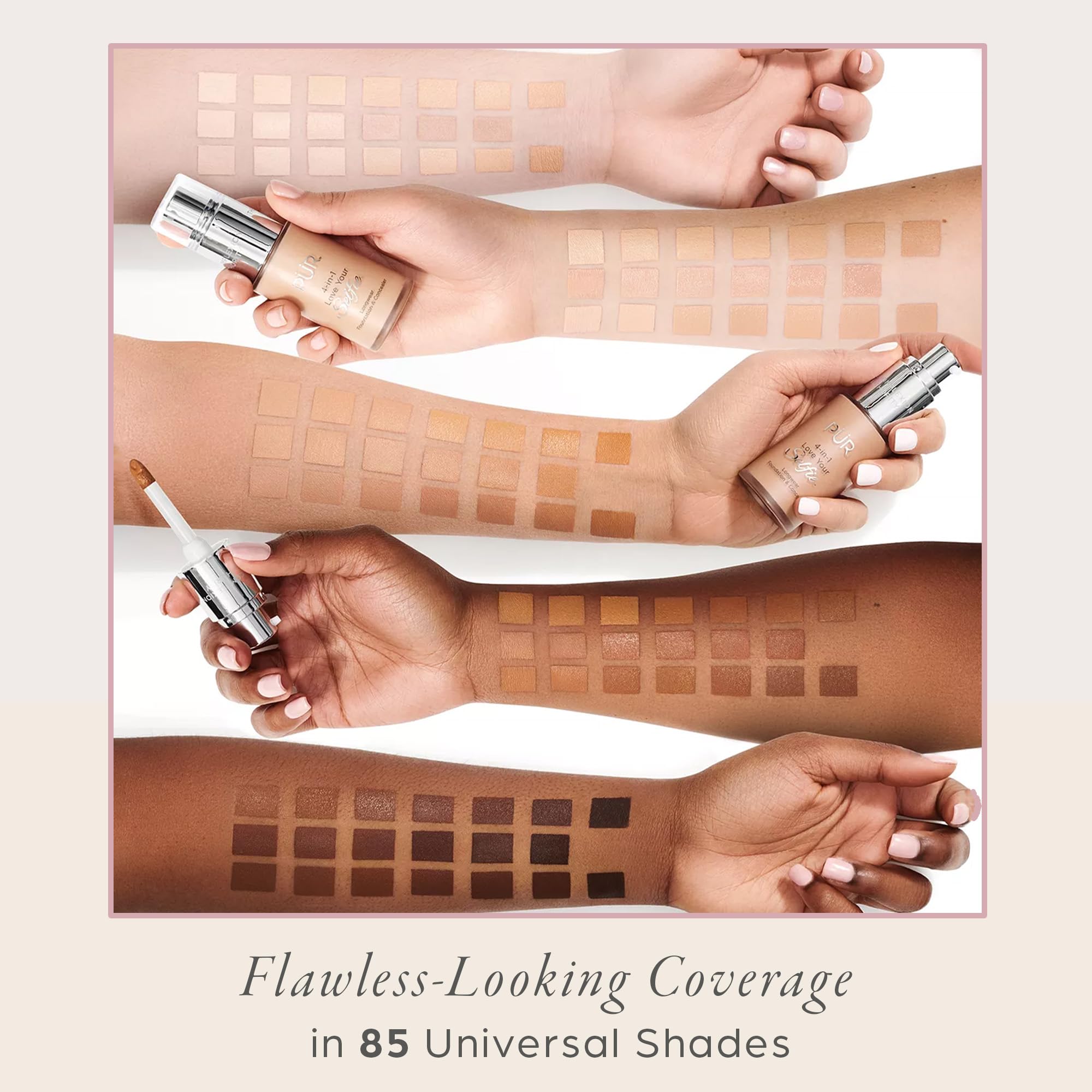 PÃƒÅ“R 4-in-1 Love Your Selfie Longwear Foundation & Concealer, Full Coverage Liquid Foundation, Hydrating Formula, Cruelty Free
