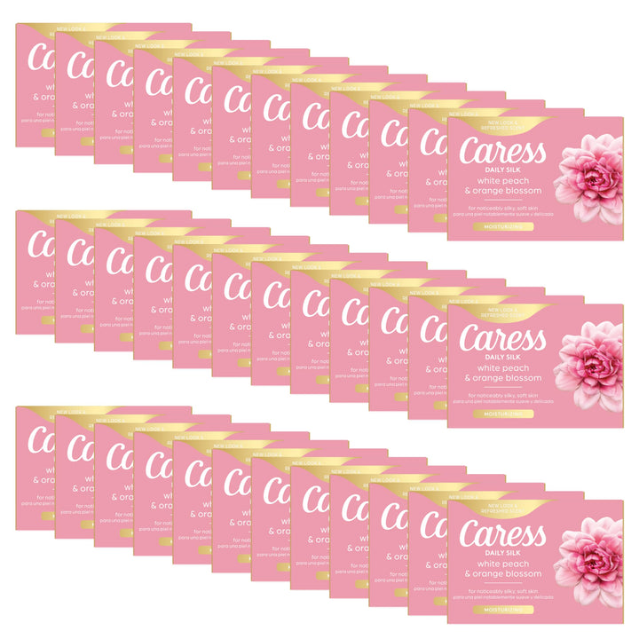 Caress Beauty Bar Soap For Noticeably Silky Soft Skin Daily Silk Extract and Floral Oil Essence 3.15 oz, Pack of 48