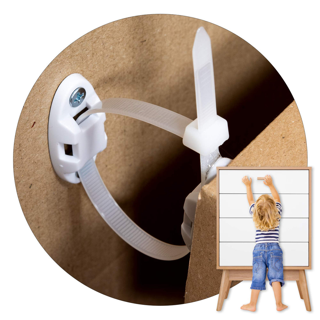 Inaya 12 Pack Furniture Anchors for Baby Proofing, Bookshelf Anchors to Wall, Dresser Wall Safety Anchor,Heavy-Duty Anti-Tip Furniture Straps for Cabinets, Closets, Bookshelf and TVs