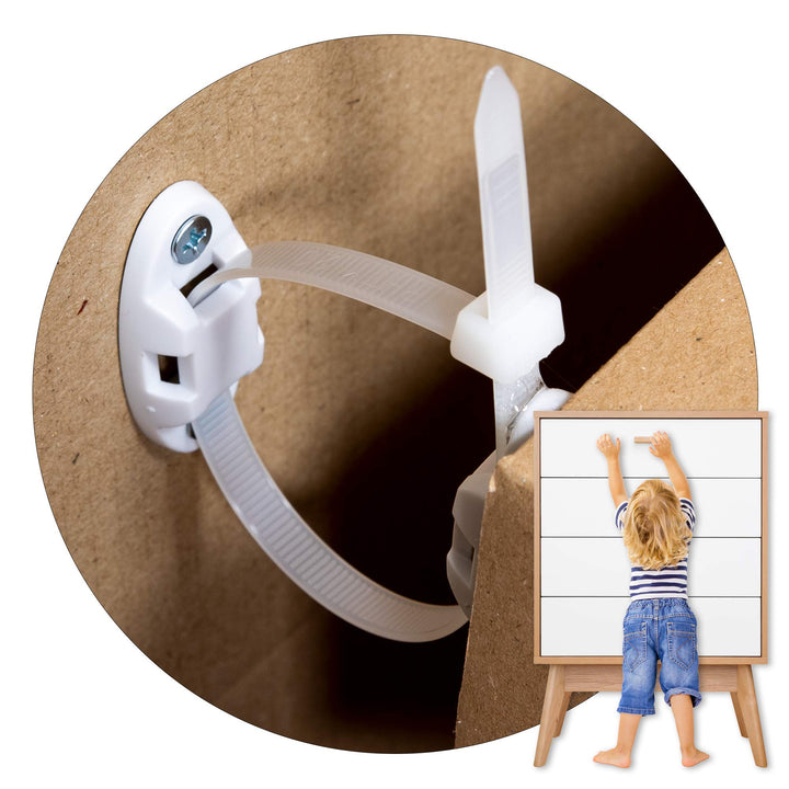 Inaya 12 Pack Furniture Anchors for Baby Proofing, Bookshelf Anchors to Wall, Dresser Wall Safety Anchor,Heavy-Duty Anti-Tip Furniture Straps for Cabinets, Closets, Bookshelf and TVs