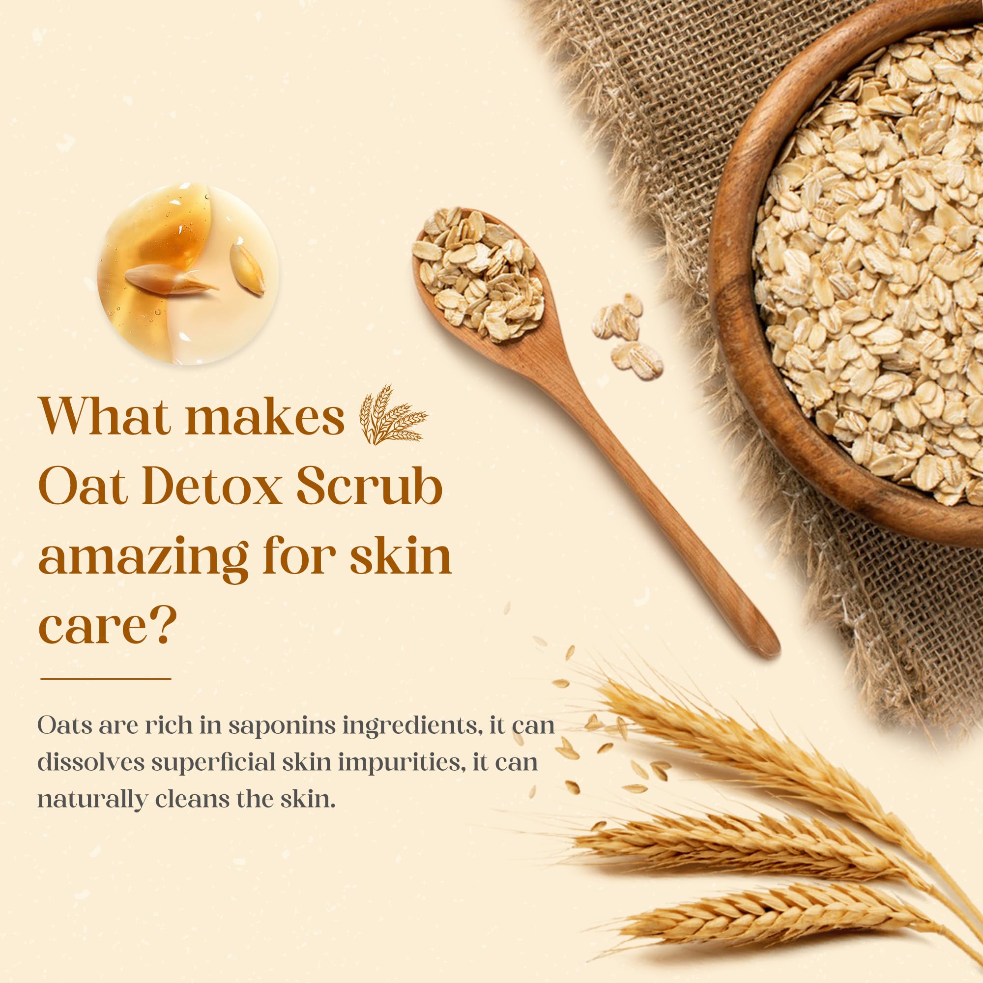 Oat Armpit Detox Scrub 8.8 oz with Peppermint, Aloe Vera and Walnut Shell Powder, Underarm Scrub Helps on Removing Odor, Deep Cleanse & Exfoliating, for Legs, Knee, Feet, Hands Whole Body, Armpit