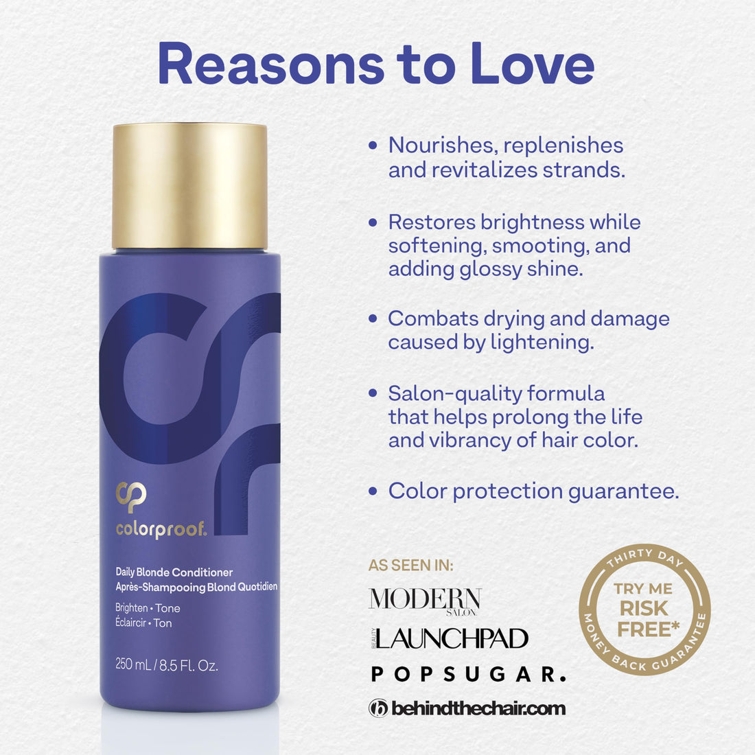 Colorproof Daily Blonde Conditioner 8.5 Fl. Oz. Purple Conditioner for Blonde Hair with Citrus, Jasmine & Coconut Milk Scent, Sulfate Free Conditioner for Detangling and Toning