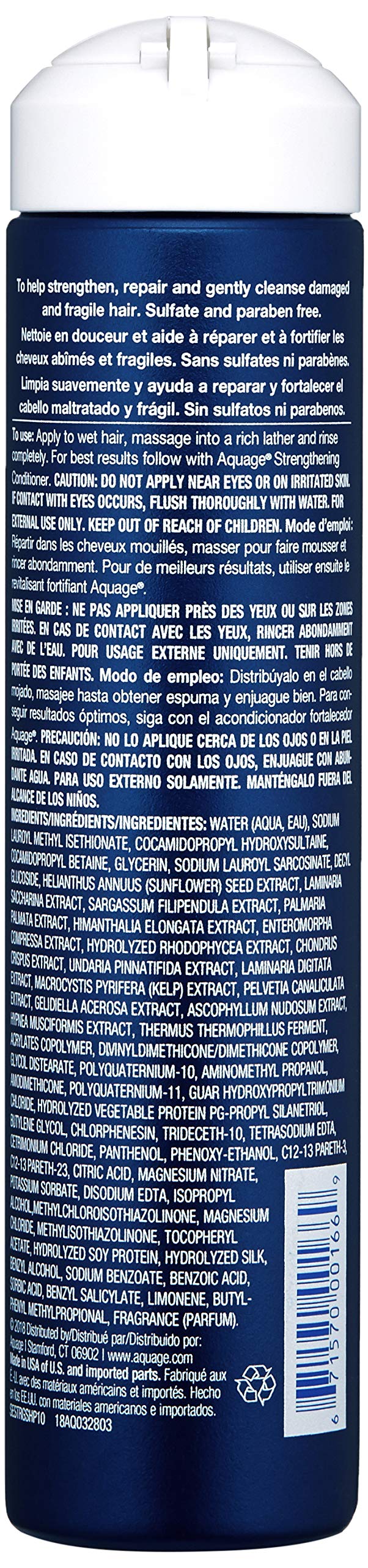 AQUAGE SeaExtend Strengthening Shampoo, For Fine Hair, Keeps Hair Full, Protected and Brings out Natural Texture, 10 fl. oz