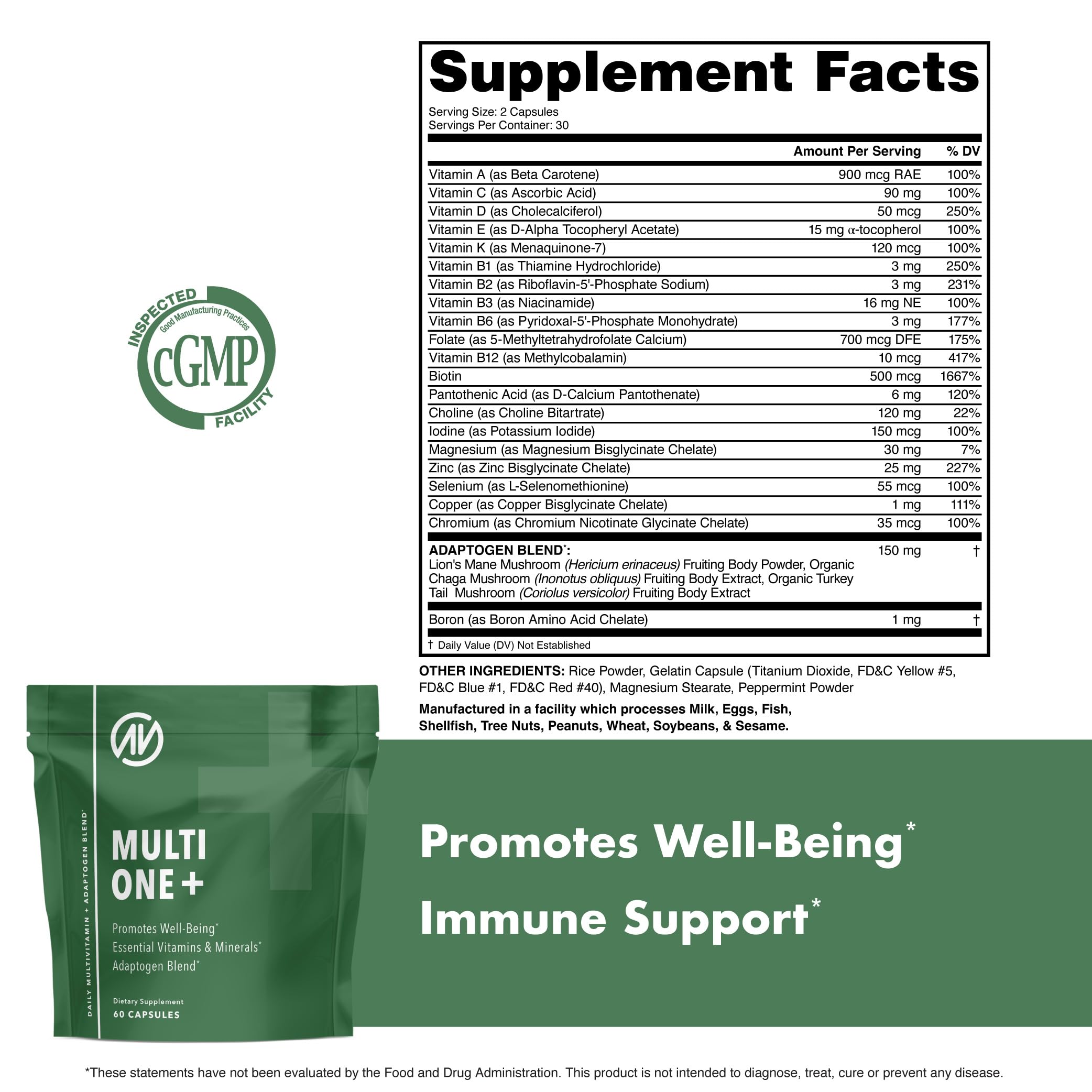 MultiOne Men & Women’s Daily Multivitamin - Essential Nutrients and Minerals for Optimal Health (60 Capsules)