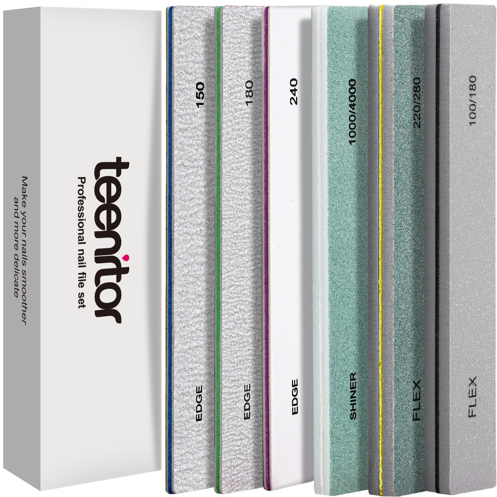 Teenitor Nail Files and Buffer, Professional Manicure Tools Kit, Nail Buffer Block, Nail Polishing Buffer, Nail Care File Buffer Tool, Rectangle