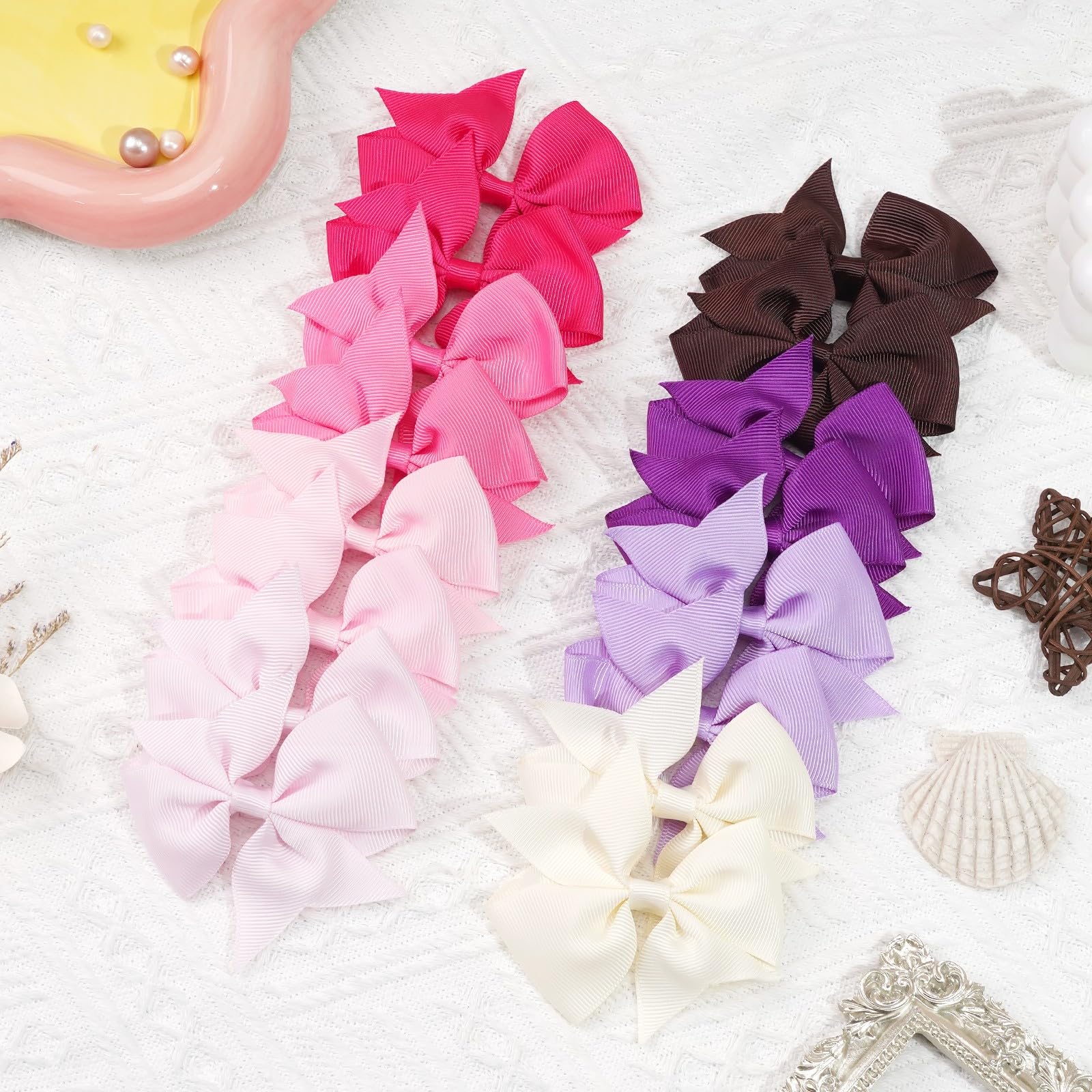 CÉLLOT 40pcs 3.5 inch Hair Bows for Girls Grosgrain Ribbon Toddler Hair Bows Alligator Clips for Baby Girls Kids Teens Back to School Hair Accessories in Pairs