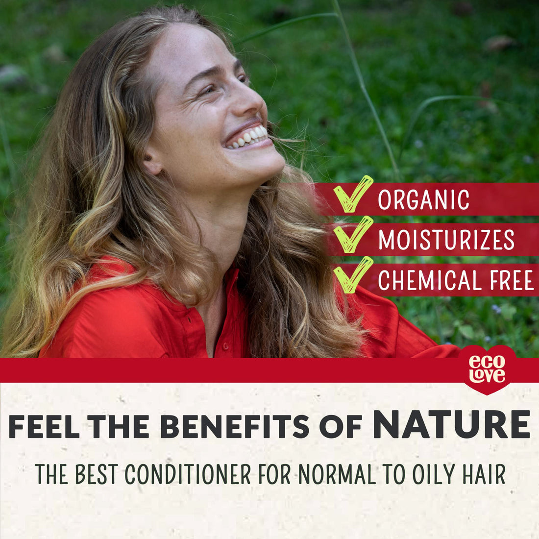 Red : ecoLove Red Collection Conditioner for normal to oily hair - Tomatoes, Beetroot & Red Pepper. 100% VEGAN (17.6 Oz)