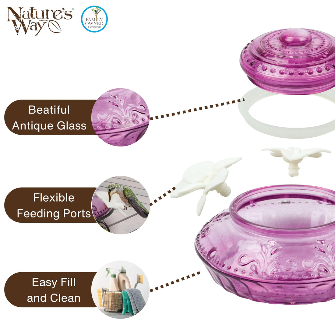 Nature's Way Bird Products ANTHF1 Antique Top-Fill Hummingbird Feeder