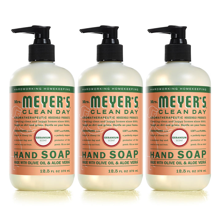 Geranium : Mrs Meyers Hand Soap, Geranium, 12.5 Fluid Ounce (Pack of 3)